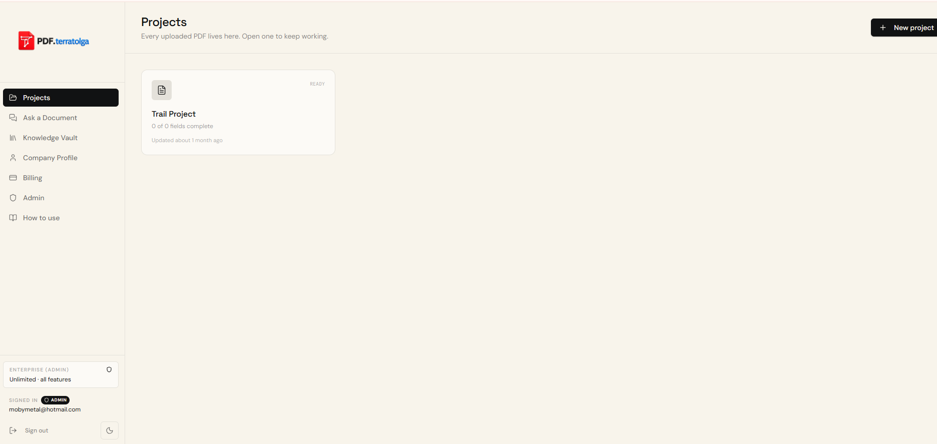Screenshot: Upload a document